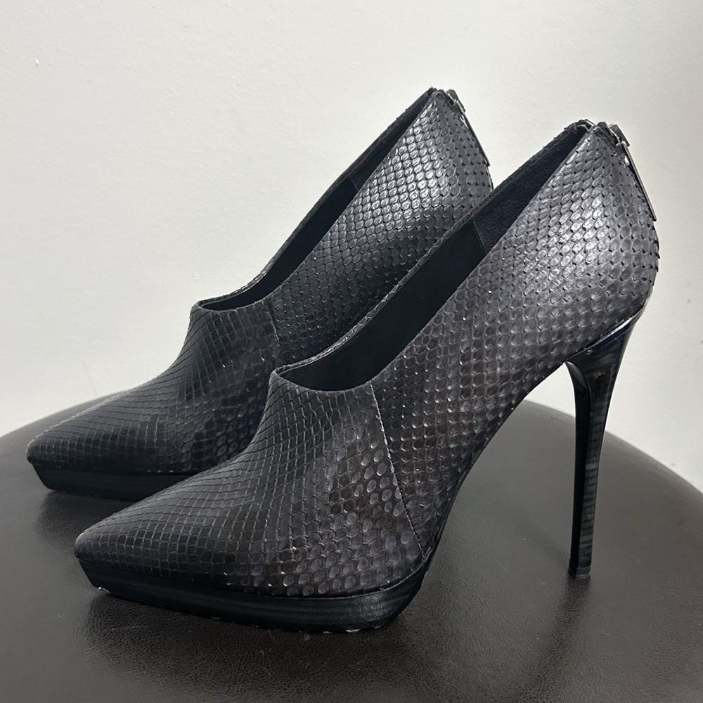 Burberry Black Gray Python Leather Platform Stile… - image 1
